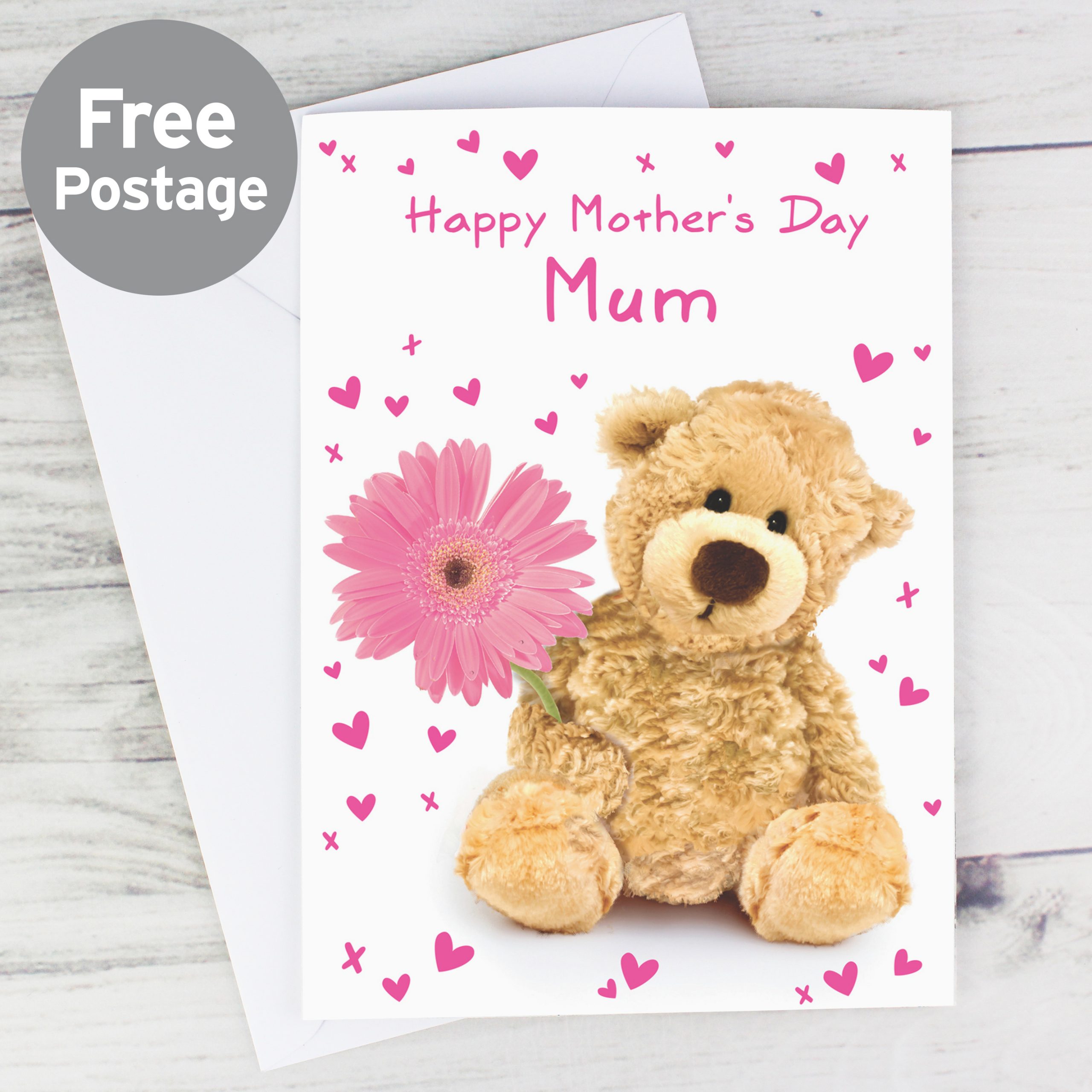 Personalised Teddy Flower Card / Cards - Bubblelush Divine Gifts