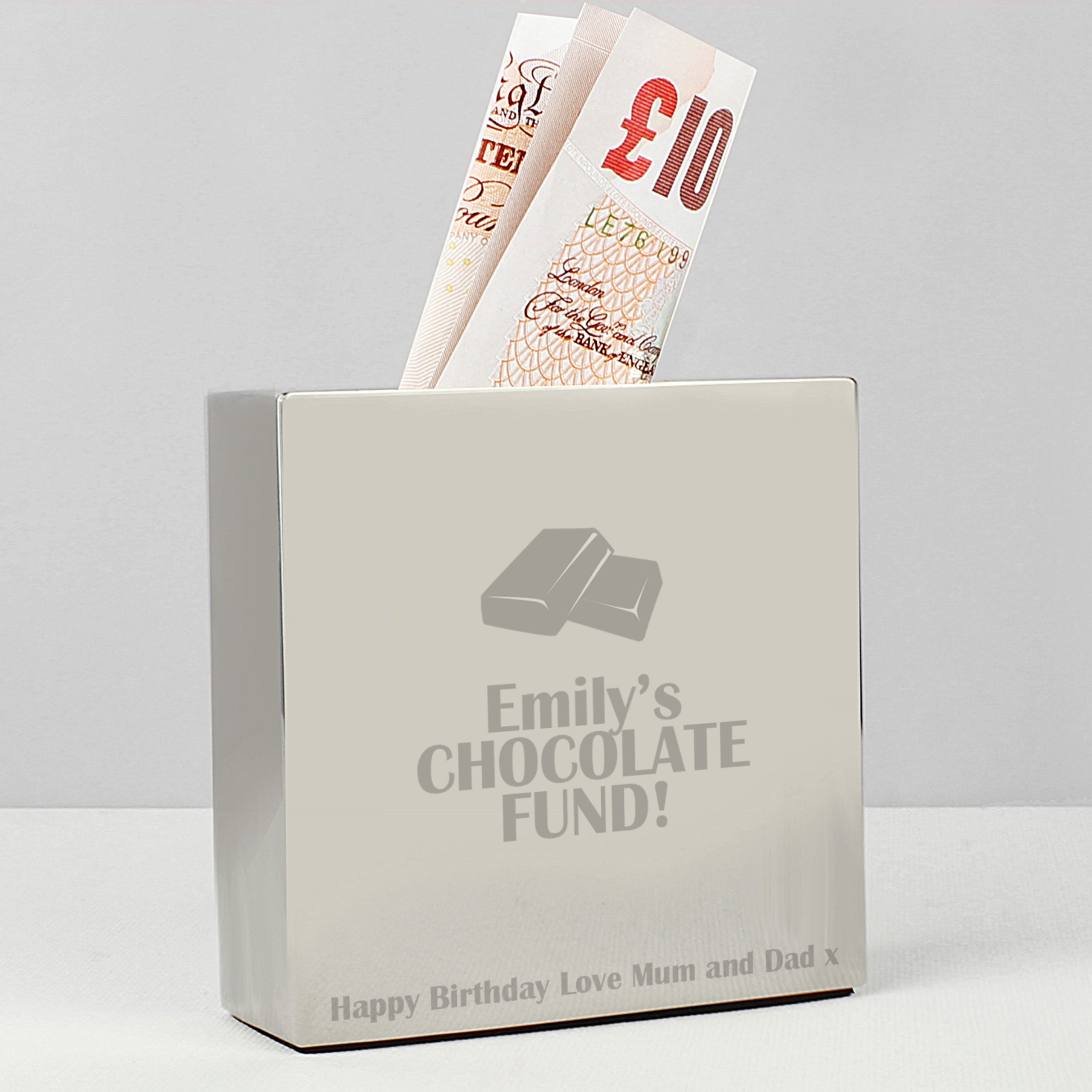 Personalised Milk Chocolate Square Money Box Bubblelush Divine Gifts