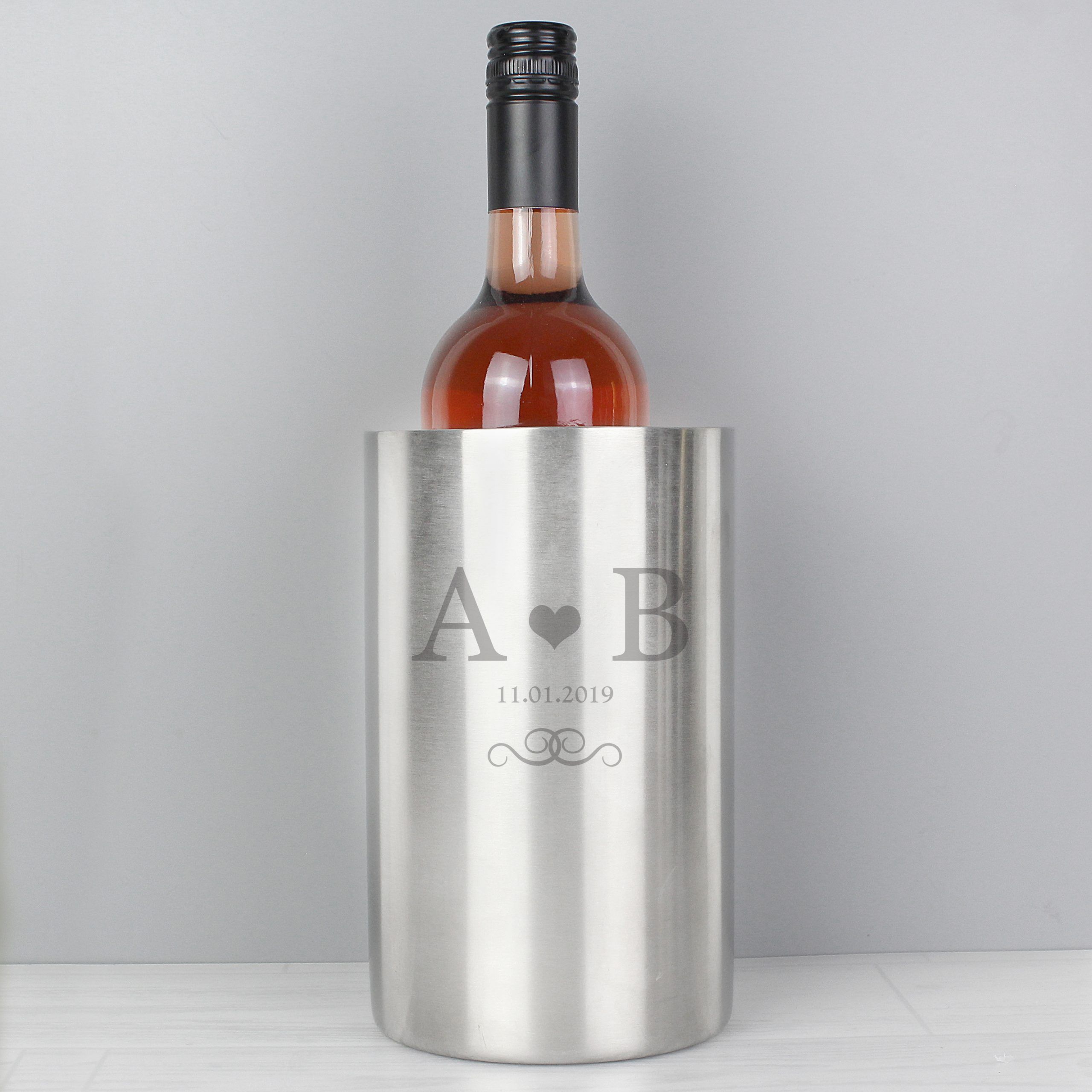 Personalised Monogram Stainless Steel Wine Cooler Bubblelush Divine Gifts