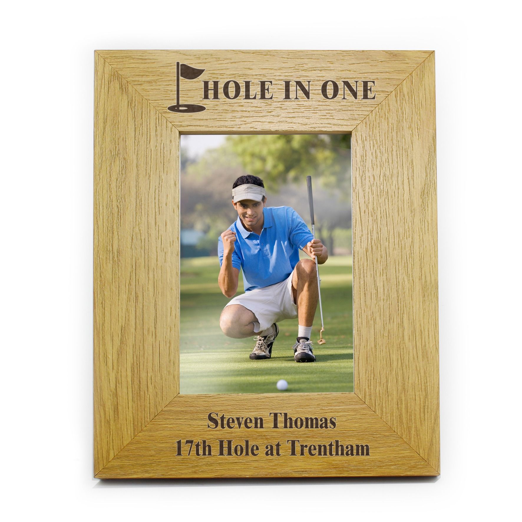 Personalised Oak Finish 6x4 Golf Photo Frame Bubblelush Divine Gifts